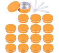 48 PC 10ml Blue Empty Round Aluminium Tins with Screw Lids Storage Jars Cosmetics Containers Pots with 6 Spatula(Oranje,15ml)