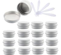 48 PC 10ml Blue Empty Round Aluminium Tins with Screw Lids Storage Jars Cosmetics Containers Pots with 6 Spatula(Bianco,10ml)