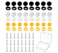 48 Pcs 304 Stainless Steel car number plate screws and caps, License Plate Screw Caps Car License Plate Fixing Devices,number plate screws and caps,Black, White and Yellow (8 Each Color)