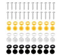 48 Pcs 304 Stainless Steel Car Number Plate Screws with Color-Coordinated Caps (White and Yellow) - Durable License Plate Fixing Devices for Cars, Caravans, and Boats