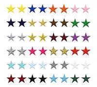 48 Pcs 4.5cm Star Iron on Patches for Clothing, Embroidered Appliques in 24 Assorted Colors, Sew on Patches for Jeans Jackets Backpacks Hats, DIY Repair Decoration Kit