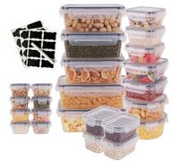 48 PCS Airtight Food Storage Containers with Lids, BPA-Free Plastic Clear Meal Prep, Leak-Proof& Stackable Lunch Boxes for Kitchen Organisation,Microwave & Dishwasher Safe (24 Boxes + 24 Lids)