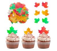 48 Pcs Autumn Cake Decorations Edible Maple Leaves for Cakes Decorations