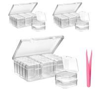 48 Pcs Bead Storage Box with Tweezers, 3 Set Clear Craft Bead Storage Boxes, Small Rectangle Diamond Art Storage Containers with Hinged Lid for Diamond DIY Craft, Store Gems and Other Small Items