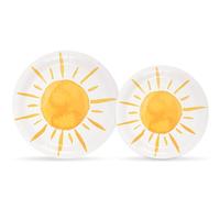 48 Pcs Boho Sun Party Plates First Trip Around The Sun Paper Plates Sunshine Baby Shower Disposable Tableware for Groovy Hippie Birthday Party Decor Supplies