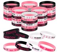 48 Pcs Breast Cancer Awareness Bracelets Silicone Pink Ribbon Wristbands Breast Cancer Bracelets Breast Cancer Awareness Gifts for Women Men Memorials Activity, Public Welfare Courage Party Favors