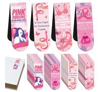 48 Pcs Breast Cancer Awareness Bulk Magnetic Book Marks, Breast Cancer Awareness Accessories Book Marks, Breast Cancer Gifts for Woman, for Breast Cancer Charity Event Giveaways School Lecture Favors