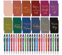 48 Pcs Bulk Motivational Pens Inspirational Notepads Set, Small Pocket Motivational Quote Notebooks and Ballpoint Pens, Mini Journals Gift Set for Kids Students Teachers School Office Prizes Supplies