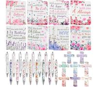 48 Pcs Christian Gifts Bulk for Women Flower Bible Verse Notebooks Scripture Pens Magnetic Cross Bookmarks Religious Notepad Pen Inspirational Gift for Coworker Colleague Teacher Church Sunday School