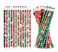 48 Pcs Christmas Pencils Bulk for Kids - Xmas Themed Wood Pencil with Eraser Includes Santa, Snowman, Reindeer & Tree Designs for Holiday Party Favors, Stocking Stuffers Gifts, Xmas Writing Supplies