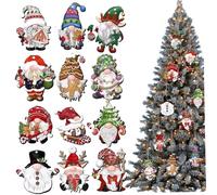 48 Pcs Christmas Tree Ornaments, Wooden Christmas Gnomes Pendant with Hanging Rope 3.15" Xmas Tree Hanging Ornament for Wreaths Garlands Car