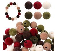48 Pcs Christmas Velvet Beads, 16mm Spacer Beads Ornaments Fall Bead Christmas Tree Collar for Jewelry Bracelets Making Home Hanging Garland Tiered Tray Tree Decor Party Decoration (6 Colors)