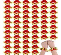 48 Pcs Christmas Wrist Band Bell Bracelet Wrist Band Shaking Bell Musical Instruments Adjustable Bell Rhythm Wristband Bell Bulk for School Family Christmas Percussion Party Favor Adults,Red