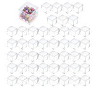48 Pcs Clear Acrylic Boxes with Lid Small Acrylic Display Box Clear Square Acrylics Container with Lid Party Favor Boxes for Candy Earring Jewelry Tiny Bead Wedding Bridal Souvenir Gifts (2.2Inch)
