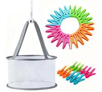 48 PCS Clothes Pegs for Washing Line with Bag, Clothes Pegs, Extra Strong Grip Laundry Pegs with Basket, Plastic Clothe Peg Rust Resistant for Home and Garden