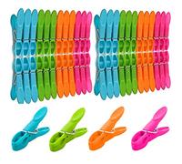 48 Pcs Clothes Pegs, VEGCOO Plastic Clothes Clips Clothes Pins Durable and Windproof Laundry Pegs, Strong Clothes Pegs for Washing Line Laundry Bathroom Kitchen (4 Dark Colours, 48)