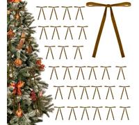48 Pcs Coffee Tree Velvet Bow 5 x 7 Inch Tree Bow Decoration Vintage Ribbon Bows Rustic Crafts Gift Wrapping for Indoor Outdoor Holiday Wreaths Garlands Door Decor