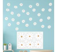 48 PCS Daisy Wall Stickers - Self-Adhesive Wall Sticker for Bedrooms White Daisy Nursery Wall Sticker Flower Wall Stickers for Girls and Boys Room Nursery Playroom Bedroom Living Room