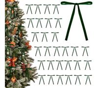 48 Pcs Dark Green Christmas Tree Velvet Bow 5 x 7 Inch Christmas Tree Bow Decoration Vintage Ribbon Bows Rustic Crafts Gift Wrapping for Indoor Outdoor Holiday Wreaths Garlands Door Decor