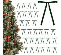 48 Pcs Dark Green Tree Velvet Bow 5 x 7 Inch Tree Bow Decoration Vintage Ribbon Bows Rustic Crafts Gift Wrapping for Indoor Outdoor Holiday Wreaths Garlands Door Decor