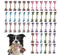 48 Pcs Dog Toys Bulk Chew Ropes Dental Cotton Puppy Toys Dog Chew Puppy Teething Toys 2 Knot Tug of War Toy for Aggressive Chewers Small and Medium Dogs Puppies (7.1 Inch)