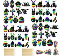 48 PCS Easter Crafts,Easter Scratch Art, Easter Activities for Kids, Easter Craft Easter, Bunny Scratch Arts and Crafts for Kids Easter Scratch Art Party Activity Crafts Supplies