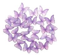 48 Pcs Edible 3D Purple Butterfly Cupcake Toppers, Glutinous Paper Cake Decorations for Girls, Women's Birthday Parties & Dessert Displays, Mixed Size Butterfly Toppers Paper