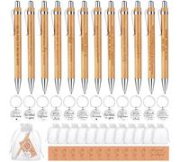 48 Pcs Employee Appreciation Gifts Inspirational Bamboo Ballpoint Pens Motivational Quotes Pen with Organza Bags Thank You Cards Inspirational Keyring Keychains Thank You Gifts for Teacher Coworker