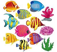 48 Pcs Fish Cutouts Paper Colorful Classroom Decoration Ocean Under the Sea Animal Cutout Accents Underwater Tropical Fish Cutouts with Glue Point Dot School Kindergarten Bulletin Board 5.9 x 5.9 Inch