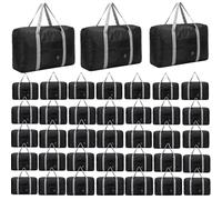 48 Pcs Foldable Travel Duffel Bag Bulk Carry Luggage with Trolley Sleeve, Waterproof Lightweight Weekender Bag for Homeless Donations Sport, Gym, Vacation, Black, Foldable,waterproof,lightweight