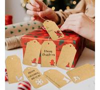 48 Pcs Gift Tags Christmas Tree Tags with String Kraft Paper Hanging Ornament for Home Holiday DIY Crafts Christmas Decorations (Brown)
