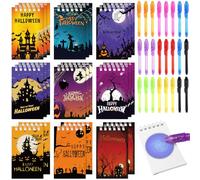 48 Pcs Halloween Invisible Ink Pen Halloween Spiral Notepads Notebooks Halloween Party Favors Goodies Bags Fillers Spooky Ghost Pumpkin Pad for Writing Secret Message Birthday Home School Supplies