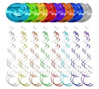 48 Pcs Hanging Swirls Party Decorations Colorful Spiral Streamers Ceiling Hanging Decorations Birthday Streamers for Carnival Wedding Christmas Halloween Celebration Party (8 Color)