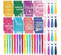 48 PCS Inspirational Appreciation Gifts Inspirational Ballpoint Pens Motivational Quotes Pen with Encouraging Notebook Keychains Employee Appreciation Gifts Thank You Gift for Coworker Teacher Student