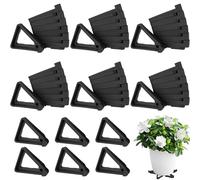48 Pcs Invisible Flower Pot Feet, Triangle Risers Plant Stand, Breathable Prevent Rot Pots Toes, Small Plastic Terracotta Supports, Non Slip Lifters Potted Stands for Indoor & Outdoor Garden (Black)