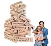 48 Pcs Lust Tower - Game for Adults, Naughty Block Tower Game, Woode Valentine Tumbling Tower Stacking Blocks Game, for Date Night Ideas for Valentine Lover Drunking Games, Spanish