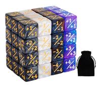48 PCS Magic The Gathering Dice MTG Counter Dice Buff Tokens Dice Loyalty Starry Marble D6 Dice Compatible with CCG, Standard Card Gaming Accessories, 4 Styles
