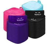 48 Pcs Makeup Remover Cloths Reusable Washable Makeup Remover Pads Soft Microfiber Facial Cleansing Cloths Makeup Towels Holiday Gift for Women, 5 x 5 Inch (Black, Blue, Purple, Rose Red)