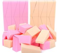 48 Pcs Makeup Sponges, Reusable Latex-Free Polyurethane Triangle Nail Art Sponges Blending Sponge for Foundation, Blush, Eye Shadow ( Pink and Skin)
