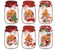 48 Pcs Mason Jar Bags Paper Card, Mason Jar Party Favors for Kids, Candy Holder Birthday Party Favor with 64 Treat Bags, Gifts Crafts for Classroom Exchange, Holiday Supplies(Candy Not Included)