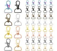 48 Pcs Metal Swivel Lobster Clasps with D Rings - 8 Color Carabiner Clips Multi-Pack for Jewelry Making, Keychains, Bags, Lanyards, Dog Collars (Heavy Duty Clips)