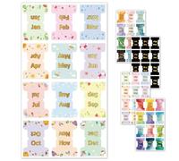 48 Pcs Monthly Tabs Planner Stickers Month Adhesive Tabs, Colorful Metallic Marble and Black Monthly Index, Designer Accessories for Office School Study Planners Organizations Students Teachers