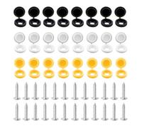 48 Pcs number plate screws, number plate screw caps, number plates screws and caps, Car License Plates Fixing Devices, Black, White and Yellow (8 Each Color)