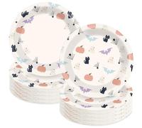 48 Pcs Pastel Halloween Paper Plates Bat Boo Ghost Pumpkin Party Decoration Supplies Cute Halloween Party Disposable Dinner Dessert Plates for Happy Boo Day Trick or Treat Birthday Baby Shower Favors