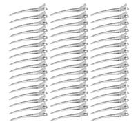 48 Pcs Pin Cur-l Clips, Silver Metal Hair Clips, 3.5 Inch Alligator Cur-l Clip with Holes for Hair Styling, Coloring, Metal Duck Billed Pins Silver for Styling Sectioning