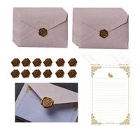 48 Pcs Pink Letter Writing Set for Girls Rabbit Theme Writing Paper and Envelopes Sets with 12 Wax Seals 24 Sheets Vintage A5 Letter Paper Set for Wedding,Greeting Cards, Invitations, Letters in Cream