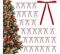 48 Pcs Red Tree Velvet Bow 5 x 7 Inch Tree Bow Decoration Vintage Ribbon Bows Rustic Crafts Gift Wrapping for Indoor Outdoor Holiday Wreaths Garlands Door Decor