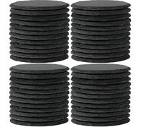 48 PCS Round Slate Coasters for Drinks, WEWINK PLUS 4 Inch Blank Black Stone Coasters Bulk with Anti-Scratch Backing for Laser Engraving, Home Decor, Bar,Wedding, Housewarming Gifts