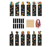 48 Pcs Scratch Art for Kids, Magic Rainbow Bookmarks for Children, Party Bag Fillers for Kids, Animal Craft DIY Scratch Paper with Stylus and Ribbons for Classroom Birthday Gifts and Party