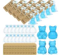 48 Pcs Small Bear Soaps Baby Shower Favors with 48 Organza Bags 48 Thank You Gift Tags Handmade Cute Mini Bear Soap Bulk for Baby Shower Wedding Gender Reveal Party Guests Gift (Blue)